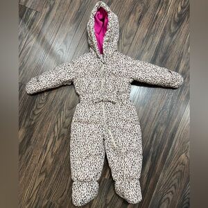 Rothschild Infant Baby Girl Leopard and Pink Snowsuit 12 Months